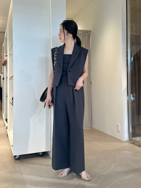 「アイテム（サロペット/オーバーオール、グレー系）」を使った、taniai_hさん（レディース・162cm）の夏コーディネート