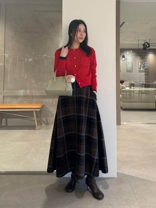 【新品タグ付】EMMEL REFINES ツィードライクチェックフレアスカート EMMEL REFINES スカート 「EMMEL REFINES」EM ツィードライク