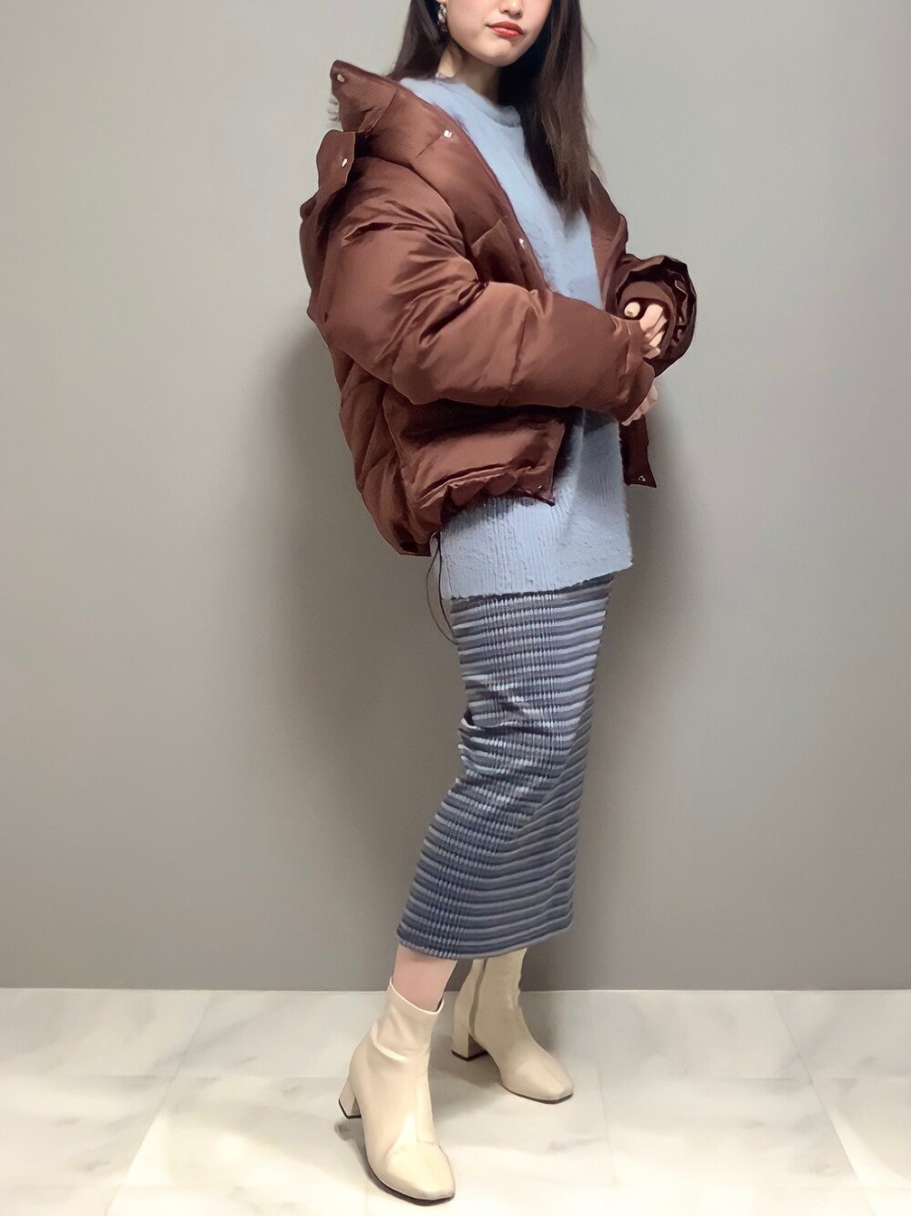EVRIS（エヴリス）の「HOODIE LONG ダウンライクコート（ダウン