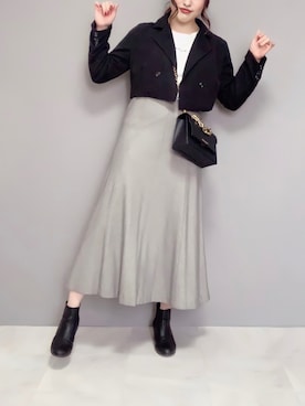 「チドリ柄」｜「アイテム（ブーツ）」を使った、𝐲𝐮_𝐦𝐢𝐧さん（レディース・162cm）の秋コーディネート
