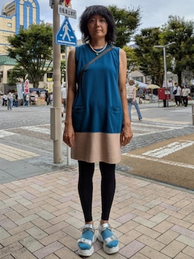 「アイテム（レギンス/スパッツ）」を使った、堀井可奈さん（レディース・164cm）の夏コーディネート