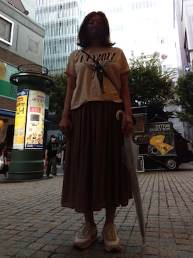 「H&M（エイチ・アンド・エム）のアイテム（Tシャツ/カットソー）」を使った、🤕さん（レディース・164cm）の夏コーディネート