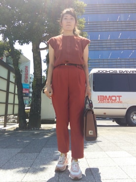「アイテム（シューズ、オレンジ系）」を使った、🤕さん（レディース・164cm）の夏コーディネート