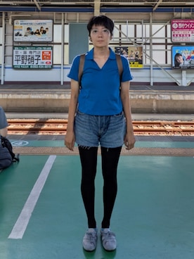 「H&M（エイチ・アンド・エム）のアイテム（パンツ）」を使った、堀井可奈さん（レディース・164cm）の夏コーディネート