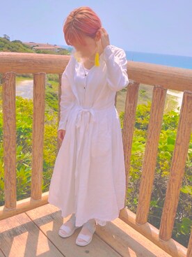 「ニコアンド」｜「アイテム（ワンピース）」を使った、honoさん（レディース・148cm）の春コーディネート