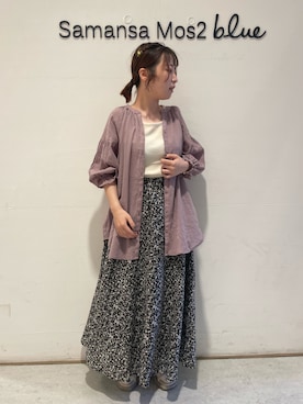 「Samansa Mos2 blue（サマンサモスモスブルー）のアイテム（タンクトップ）」を使った、オオツカさん（レディース・149cm）の夏コーディネート