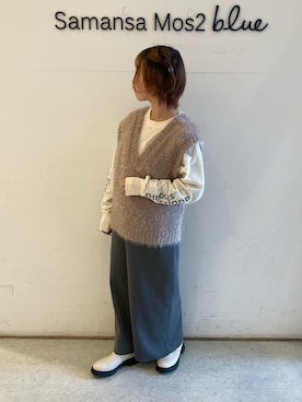 「Samansa Mos2 blue（サマンサモスモスブルー）のアイテム（ニット/セーター）」を使った、オオツカさん（レディース・149cm）の冬コーディネート