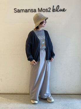 「Samansa Mos2 blue（サマンサモスモスブルー）のアイテム（帽子）」を使った、オオツカさん（レディース・149cm）の春コーディネート