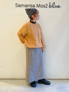 「Samansa Mos2 blue（サマンサモスモスブルー）のアイテム（トップス、オレンジ系）」を使った、オオツカさん（レディース・149cm）の冬コーディネート
