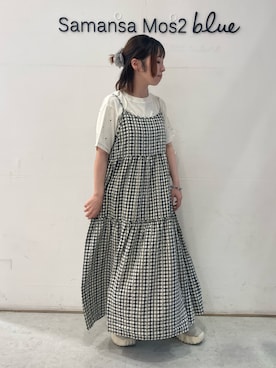 オオツカさんの「ギンガムティアードキャミワンピース」を使ったコーディネート