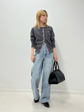 「fredy emue（フレディエミュ）のUVカットFRベーシックカーディガン（カーディガン/ボレロ、グレー系）」を使った、KANOKOさん（レディース・147cm）の春コーディネート