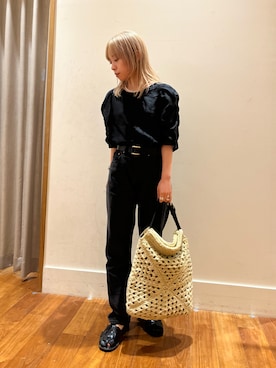 「アイテム（かごバッグ）」を使った、KANOKOさん（レディース・147cm）の夏コーディネート