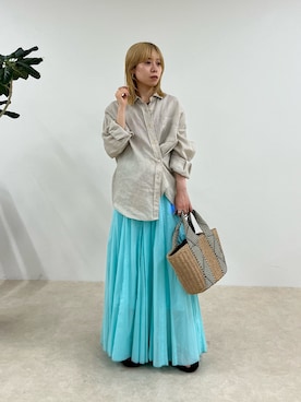 「fredy emue（フレディエミュ）のLINEN100 2WAYカシュクールシャツ（シャツ/ブラウス、ベージュ系）」を使った、KANOKOさん（レディース・147cm）の春コーディネート
