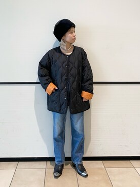 「TAION（タイオン）のアイテム（ノーカラージャケット）」を使った、KANOKOさん（レディース・147cm）の秋コーディネート