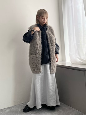 「ニットベスト」｜「アイテム（ブルゾン）」を使った、KANOKOさん（レディース・147cm）の秋コーディネート