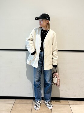 「fredy emue（フレディエミュ）のアイテム（ノーカラージャケット）」を使った、KANOKOさん（レディース・147cm）の冬コーディネート