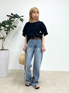 「fredy emue（フレディエミュ）の【@sora_522m企画】BASIC STRAIGHT LIGHT DENIM（デニムパンツ、ブルー系）」を使った、KANOKOさん（レディース・147cm）の春コーディネート