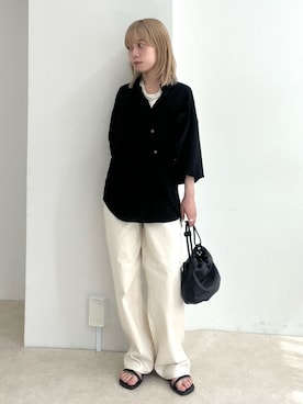 「fredy emue（フレディエミュ）の【待望の新色＆サイズ展開追加／@sora_522m企画】BASIC STRAIGHT DENIM（デニムパンツ、ホワイト系）」を使った、KANOKOさん（レディース・147cm）の春コーディネート