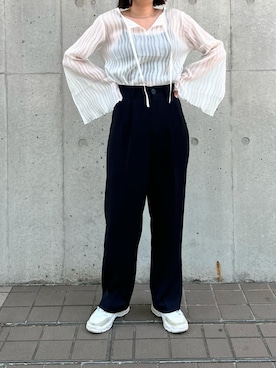 「Adoon plain（アドーンプレーン）のアイテム（トップス）」を使った、モモ子🍑さん（レディース・166cm）の夏コーディネート