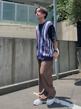 「LAKOLE（ラコレ）のアイテム（パンツ）」を使った、かわぐちのりひささん（メンズ・168cm）の夏コーディネート