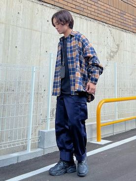「ヘンリーネック」｜かわぐちのりひささん（メンズ・168cm・20代）の秋コーディネート