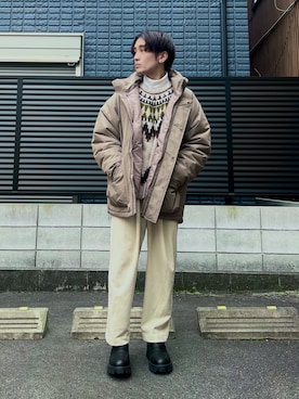 「LAKOLE（ラコレ）のアイテム（Tシャツ/カットソー）」を使った、かわぐちのりひささん（メンズ・168cm）の冬コーディネート