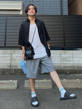 「LAKOLE（ラコレ）のアイテム（タンクトップ）」を使った、かわぐちのりひささん（メンズ・168cm）の夏コーディネート