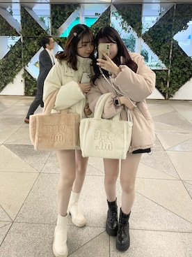 「one after another NICE CLAUP（ワンアフターアナザーナイスクラップ）のアイテム（ダウンジャケット/コート）」を使った、kyoさん（レディース・163cm）の冬コーディネート