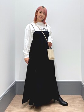 「LOWRYS FARM（ローリーズファーム）のストレッチヒールブーツ　851418（ブーツ）」を使った、よこさんさん（レディース・153cm）の春コーディネート