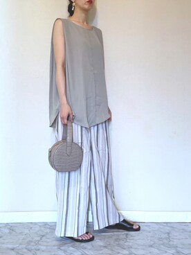 「rectangle（レクタングル）のアイテム（パンツ）」を使った、ＭAＲＩＮさん（レディース・165cm）の夏コーディネート