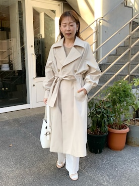 「NOLLEY’S（ノーリーズ）のアイテム（トレンチコート）」を使った、nol sachieさん（レディース・160cm）の冬コーディネート