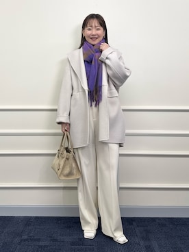 「アイテム（ストール/ショール）」を使った、nol sachieさん（レディース・160cm）の秋コーディネート