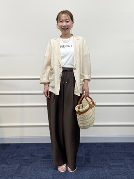 「NOLLEY’S（ノーリーズ）のストラップサンダル（サンダル）」を使った、nol sachieさん（レディース・160cm）の夏コーディネート