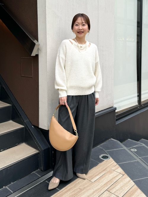 BEIGE グレー モヘヤニットセーター セール】 〈手洗い可能〉モヘヤ パイル Vネック プルオーバー （ニット