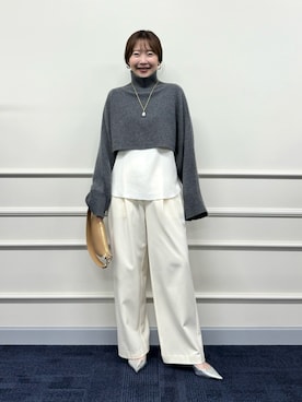 「ゆるニット」｜「アイテム（アクセサリー）」を使った、nol sachieさん（レディース・160cm）の秋コーディネート