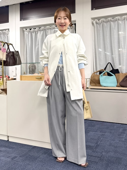 セール】ウォッシャブルエアーツイルステンカラーハーフコート（ステン