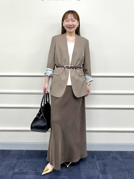 「アイテム（ノーカラージャケット）」を使った、nol sachieさん（レディース・160cm）の夏コーディネート
