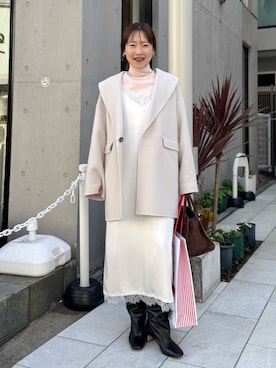 「アイテム（バレッタ/ヘアクリップ）」を使った、nol sachieさん（レディース・160cm）の秋コーディネート