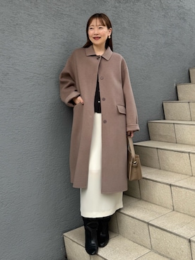 「アイテム（ステンカラーコート）」を使った、nol sachieさん（レディース・160cm）の秋コーディネート