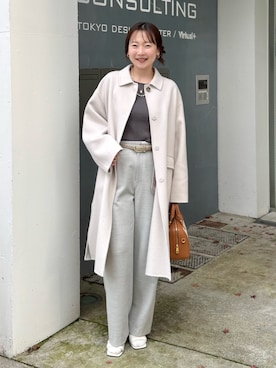 「オトナカジュアル」｜「アイテム（ステンカラーコート）」を使った、nol sachieさん（レディース・160cm）の冬コーディネート