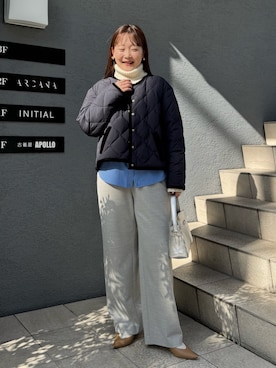 「アイテム（ダウンジャケット/コート）」を使った、nol sachieさん（レディース・160cm）の秋コーディネート