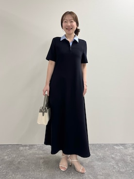 「NOLLEY’S（ノーリーズ）のHINERI　キャンバスコンビS（Shoulderbag、ベージュ系）」を使った、nol sachieさん（レディース・160cm）の春コーディネート