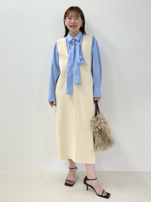 セール】《手洗い可能》Vネックミラノリブジャンパースカート