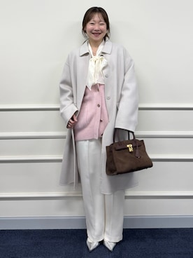 「アイテム（ステンカラーコート）」を使った、nol sachieさん（レディース・160cm）の冬コーディネート