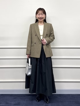 「アイテム（テーラードジャケット、グリーン系）」を使った、nol sachieさん（レディース・160cm）の秋コーディネート