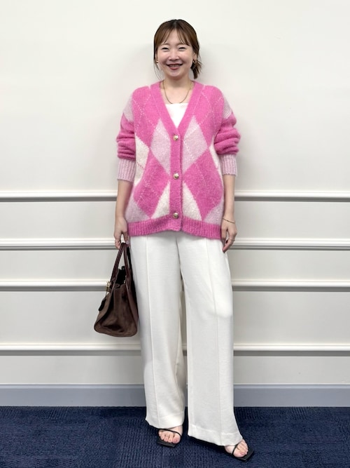 セール】モヘアインターシャアーガイルVネックカーディガン