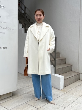 「NOLLEY’S Sophi（ノーリーズソフィ）のアイテム（チェスターコート）」を使った、nol sachieさん（レディース・160cm）の冬コーディネート