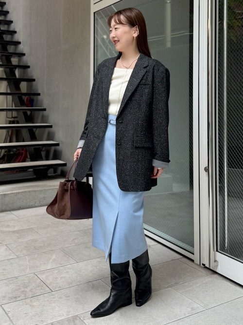 セール】ウォッシャブルベルト付きラップ風タイトスカート（スカート