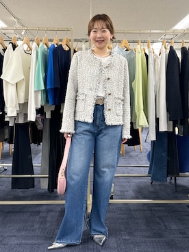「NOLLEY’S Sophi（ノーリーズソフィ）のアイテム（ノーカラージャケット）」を使った、nol sachieさん（レディース・160cm）の冬コーディネート