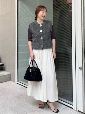 「スカートコーデ」｜「アイテム（ベスト）」を使った、nol sachieさん（レディース・160cm）の夏コーディネート